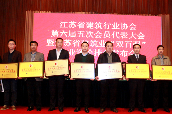 我公司荣获2015年度江苏省最具成长性百强企业奖